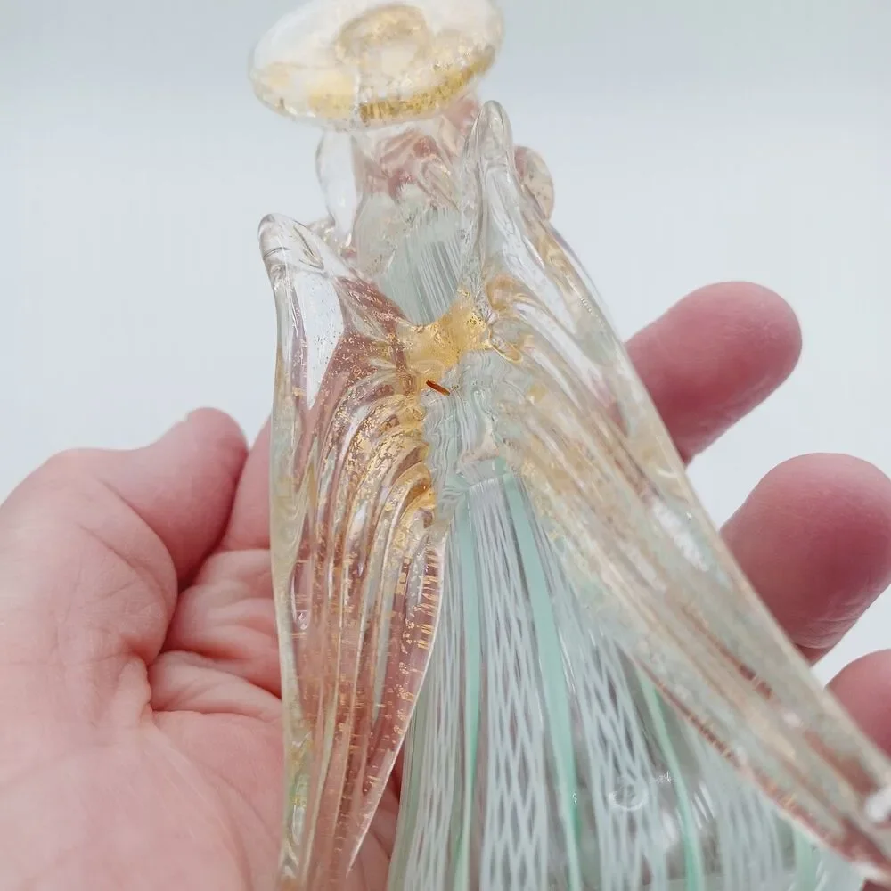 VTG Murano Latticino Glass Angel Figurine Italy Hand Blown 5.25